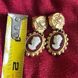 Vintage Gold and White Cameo Earrings